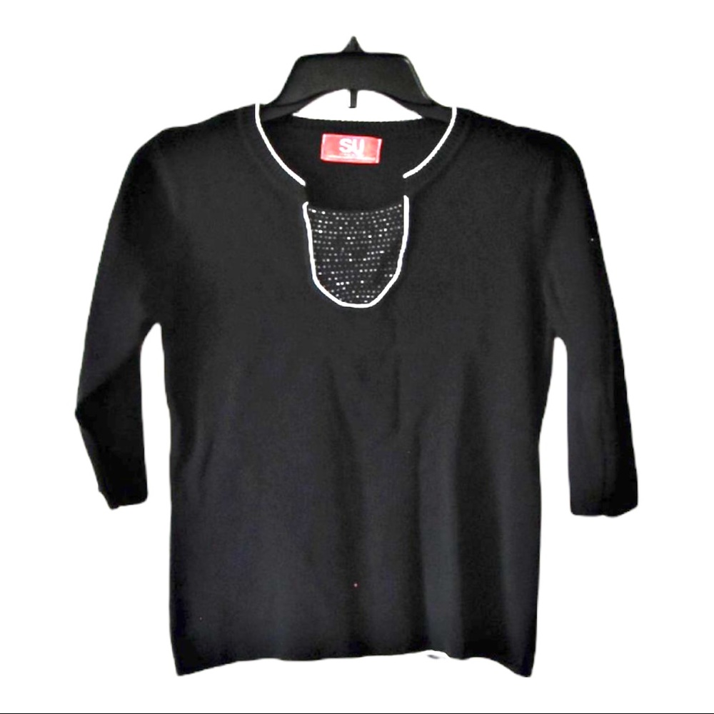5/$20 Black and White longsleeve blouse Small